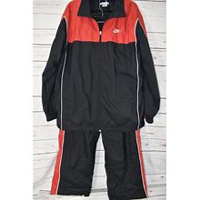 Vintage Nike 2PC Tracksuit Set Mens XL Black Red Long Sleeves Full Zip Y2K