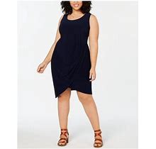 Love Squared Womens Navy Sleeveless Knee Length Body Con Dress Plus Size: 3X