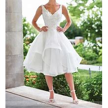 Enchanting By Mon Cheri 117181 Tea Length Casual Wedding Dress