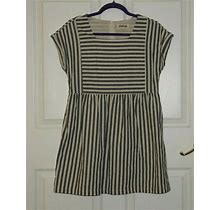 Womens Listicle Babydoll Dress Blue Stripes Square Neck Pockets Lined