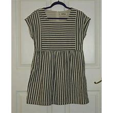 Womens Listicle Babydoll Dress Blue Stripes Square Neck Pockets Lined