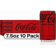Coca-Cola Zero Sugar Mini Soda Pop Soft Drink, 7.5 Fl Oz, 10 Pack Cans