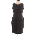 Calvin Klein Casual Dress - Sheath High Neck Sleeveless: Black Print Dresses - Women's Size 10