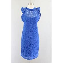 Alexia Admor Blue Floral Lace Ruffle Sheath Dress Size Xs Cocktail