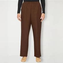 Alfred Dunner Classics Womens Mid Rise Straight Pull-On Pants | Brown | Petites 6 Petite | Pants Pull-On Pants