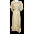 The Great Dress Yellow Floral Print Silk Short Sleeve Maxi Size 1
