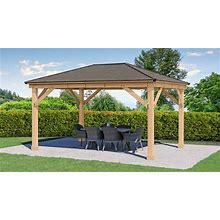 Yardistry Meridian Gazebo With Cedar Wood & Aluminum Roof (12 ft. X 16 Ft.) | The Bench Store