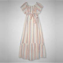 Striped Short Sleeve Woven Maternity Dress - Isabel Maternity Sz
