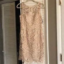 Adrianna Papell Dresses | Cream Shimmery Lace Dress | Color: Cream | Size: 8