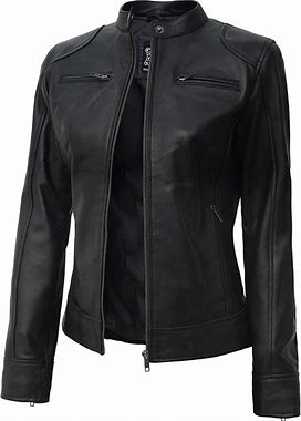 Womens Black Tall Leather Jacket | Moto Style Huge Leather Jacket