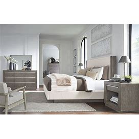 Ashley Anibecca Weathered Grey Upholstered Panel Bedroom Set, Beige/Brown Contemporary And Modern Sets From Coleman Furniture