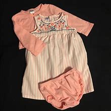 Carter's Dresses | Carters Elephant Embroidered Dress Set 18m | Color: Pink/White | Size: 18Mb