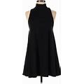 PPLA Clothing Cocktail Dress - Mini Turtleneck Sleeveless: Black Print Dresses - Women's Size Small