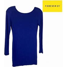 Forever21 Dresses | Forever 21 Women's Sexy Open Back Long-Sleeved Bodycon Dress | Color: Blue | Size: Small