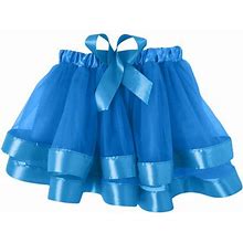 Fimkaul Girls Dresses Bowknot Patchwork Dancing Princess Skirt Tulle Ballet Tutu Skirt Dress Baby Clothes Blue