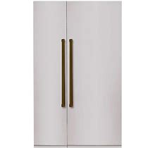 Bold 48 in. 25.2 Cu. Ft. Counter-Depth Built-In Side-By-Side Refrigerator In Stainless Steel With Bold Bronze Handles