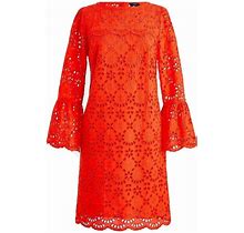 J.Crew Bell-Sleeve Dress In Embroidered Eyelet Red 00