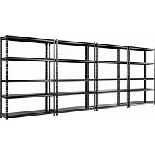 NAIZEA Storage Shelves For Garage, 5-Tier Adjustable Metal Shelving Garage Shelving For Garage, Basement, Pantry, Warehouse (4 Pack, 47.2" W X 16.1"
