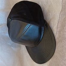 Forever 21 Accessories | Forever21 Black Leather And Cloth Adult Hat Adjustable Snapback | Color: Black | Size: Os