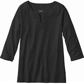 Women's Pima Cotton Tunic, Three-Quarter-Sleeve Splitneck Black Medium | L.L.Bean