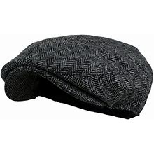 Wonderful Fashion Mens Herringbone Tweed Wool Blend Snap Front Newsboy Hat Dkgrey Lxl, Dark Grey, Large-X-Large