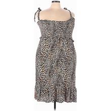 Suzanne Betro Casual Dress: Brown Leopard Print Dresses - Women's Size 2X