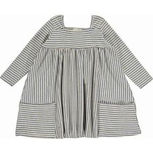 Vignette | Rylie Striped Long Sleeve Dress, Blue (Stripes, Size 0-3M) | Maisonette