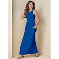 Women's Maxi Dress With Pockets Dresses Knit - Blue, Size XS By Venus