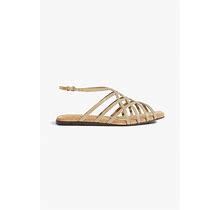 Brunello Cucinelli Bead-Embellished Suede Sandals - Women - Gold Sandals - EU 36