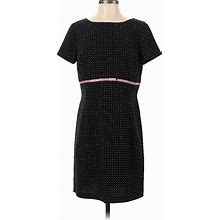 Chadwicks Casual Dress - Sheath Crew Neck Short Sleeves: Black Color Block Dresses - Women's Size X-Small