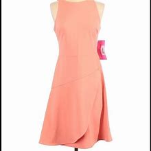 Betsey Johnson Dresses | Betsey Johnson Faux Wrap Aline Dress Size 10 | Color: Orange | Size: 10