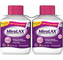Miralax Powder Laxative 40.8 Oz Doses Unflavored Glycol Polyethylene Mix-In New