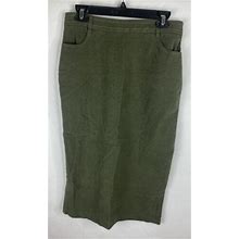Boden Skirt Womens 12 Green A Line Midi Back Split Pockets 100% Cotton