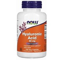 (3 Pack) NOW Supplements Hyaluronic Acid 50Mg + Msm 120 Vcaps