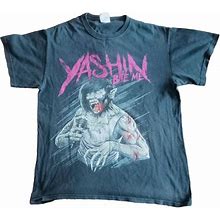Man's T-Shirt Yashin Bite Me Fantasy Troll Gildan Heavy Cotton Size M Men Cloth