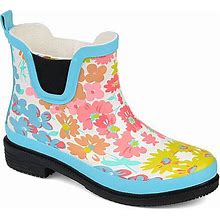 Journee Collection Tekoa Rain Boot | Women's | Light Blue/Multicolor Floral Print | Size 7.5 | Boots | Bootie