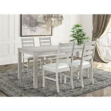 New Classic Furniture Pascal 5-Piece Wood Dining Set With 59 in. Rectangle Dining Table And 4 Chairs, Driftwood