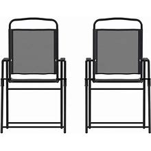 Flash Furniture Mystic Folding Patio Sling Chairs Black 2/Pack (2GMSC098BK)