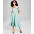 And Now This Women's Mixed-Media Sleeveless Midi Dress, Created For Macy's - Green Pond