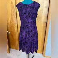 Danny & Nicole Dresses | Purple Lace Over Black Lining, Princess Cut, Cap Sleeve Dress | Color: Black/Purple | Size: 6