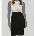 $89 Calvin Klein Women's Black White Colorblocked Sheath Dress Petite Size 6P