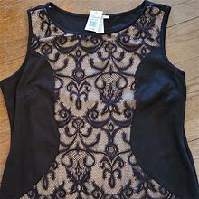 Love Squared Dresses | Black/Nude Lace Front Dress Nwt 3X Love Squared | Color: Black/Cream | Size: 3X