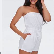 Forever 21 Pants & Jumpsuits | Forever 21 Terry Cloth White Strapless Romper Size Small | Color: White | Size: S
