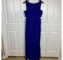Lauren Ralph Lauren Size 6 Evening Gown Maxi Dress Blue Cut Out Sides