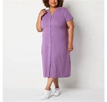 Liz Claiborne Short Sleeve Midi T-Shirt Dress Plus | Purple | Plus 2X | Dresses T-Shirt Dresses