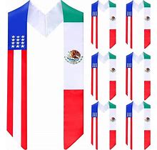 Cindeer 6 Pcs Mixed Mexican American Flag Graduation Sash Class Of 2023 Graduation Stole Mexico USA International Country Flag Sash Adult Angled End