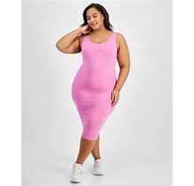 Bar Iii Trendy Plus Size Sleeveless Bodycon Midi Dress, Created For Macy's - Wild Pink - Size 3X