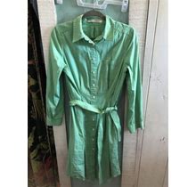 Light Green Silk Cotton Pelle & Co Long Sleeve Sheath Dress 12