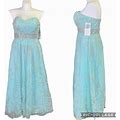 Cachet Womens Gown Prom Dress Formal Strapless Maxi Floor Length Green Size 16