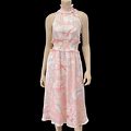 Ryegrass Pink Floral Halter Smock Fit Flare Dress Size XS NWT $120